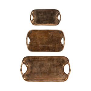 Ensemble de 3 plateaux de service en métal en laiton antique faits à la main du fabricant direct nouveau plateau de Table décoratif polonais à la main de conception personnalisée - Product Image 3