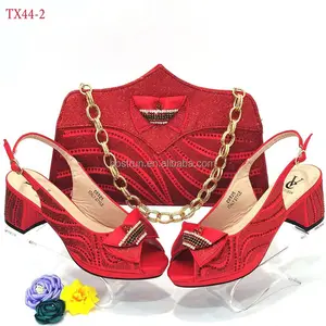 TX44 red color Italian shoe and bag set matching shoes bags 2023 arrivals women