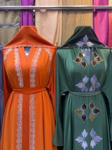 Summer sale Modest Dubai Beaded Sequined <b>Long</b> Sleeve Abaya Muslim Traditional Handmade Wedding Women Polyester Breathable V Neck - Product Image 5