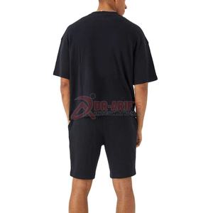 Survêtement décontracté pour hommes 100% coton à manches courtes surdimensionné Logo personnalisé T-shirt respirant deux pièces ensembles courts - Product Image 3