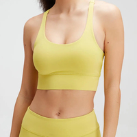 Set Yoga 2 Potong Wanita Grosir Kustom OEM, Bra Olahraga Tanpa Jahitan Pinggang Tinggi, Celana Pinggang Elastis Bahan Spandex Nylon Bernapas