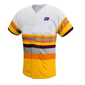 Camiseta de béisbol blanca con rayas amarillas y naranjas y pantalones a juego para entrenamiento, uniforme deportivo transpirable - Product Image 2