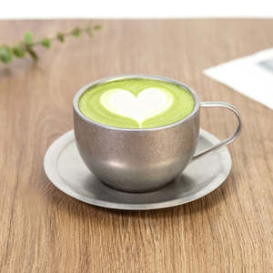 Ensemble de tasses à espresso, cappuccino et latte en acier inoxydable 304 à double paroi, givrées, réutilisables, 250 ml, polies par vibration, pour barista de café - Product Image 3