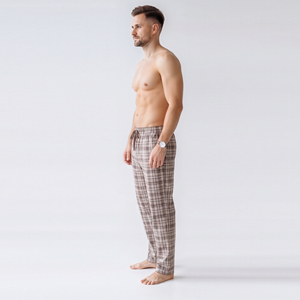 Men <b>Plaid</b> Cotton Pajama <b>Pants</b> Drawstring Waist Side Pockets Sleeping Trouser Lounge Wear Breathable Midweight <b>Pants</b> - Product Image 3