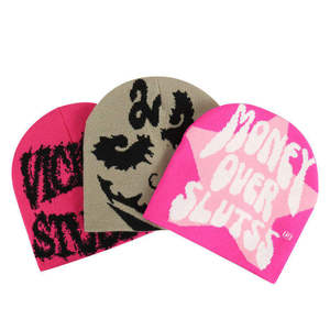 Unisex Jacquard Beanie Hat 100% Acrylic Character Pattern Flock Print <b>Winter</b> <b>Cap</b> Casual Style Adult 56-58CM - Product Image 2