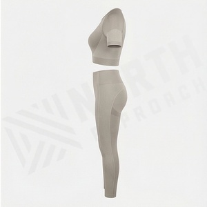 Vente directe usine – Ensemble de yoga pour femme de haute qualité, motif uni, grandes tailles, tenue de sport et d'entraînement pour la gym - Product Image 3