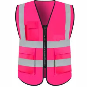 Gilets de sécurité réfléchissants modernes haute visibilité, 8 poches, fermeture éclair sur le devant, unisexe, vêtements de chantier, gilet de sécurité à vendre - Product Image 2