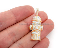 10K <b>Solid</b> <b>Gold</b> Custom Fire Hydrant Moissanite Diamond Statement Necklace <b>Pendant</b> Minimalist Firefighter Hip Hop Charms for Gifts - Product Image 6
