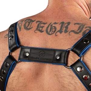 Arnés de Cuero para Hombre, Estilo Hunter, Azul, Correas Ajustables, Arnés Corporal de Cuero Premium para Club - Product Image 4