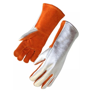 Gants de soudage en cuir de vachette et aluminium, protection industrielle des mains, ignifuges, pour la lutte contre les incendies, la cuisine et la boulangerie - Product Image 1