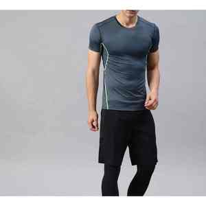 Camiseta Deportiva de Compresión para Hombre, Corte Ajustado, Cuello Redondo, Manga Corta, Transpirable, Spandex/Poliéster, Estilo Urbano, 220g, para Entrenamiento - Product Image 2