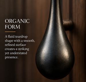 Tirador de puerta cónico en forma de lágrima, acabado negro mate, tirador largo para gabinete, herrajes distintivos para muebles de interiores modernos - Product Image 3