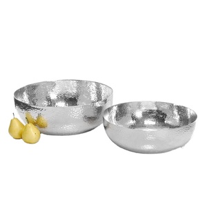 ชามผลไม้ที่ถูกตีด้วยค้อนพร้อมชุดชามสเตนเลสขัดเงาทรงกลม2ชิ้น - Product Image 1