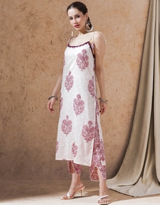 Salwar Kameez Recto de Rayón con Estampado Floral KV Maroon para Fiesta - Product Image 2