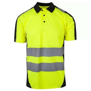 High visibility <b>polo</b> shirt Reflective strip workwear Water resistant construction shirt Custom cotton workwear - Product Image 4