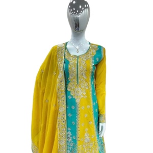 A One Best Quality <b>Festival</b> Wear Amazing Color Georgette <b>Top</b> Plazo Set With Available Size& Color at Low Rate - Product Image 1