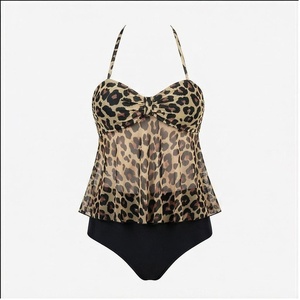 Blue Butterfly Print 2 Piece Yoga <b>Set</b> With Gold Trim Deep V Neck Halter Bodysuit And Knee Length Wrap <b>Skirt</b> - Product Image 1
