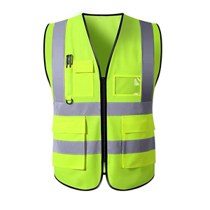 Chaleco de Seguridad Reflectante de Alta Visibilidad Unisex, Ropa de Trabajo de Poliéster Azul con Bolsillos y Cierre de Cremallera - Product Image 5