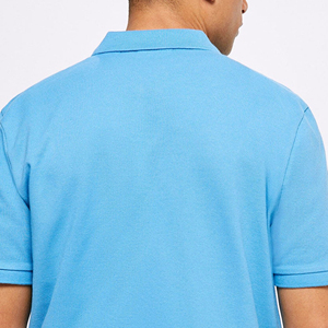 Men's Breathable Knitted Cotton Short Sleeve Button for T-Shirt with Solid Pattern - Product Image 3