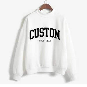 Custom <b>Mock</b> <b>Neck</b> Sweatshirt Women Men Chenille Embroidery Letter Gingham Polka Dot Patch College University Style - Product Image 1