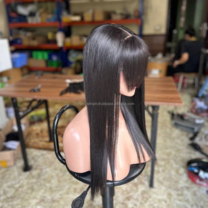 วิกผมแท้ราคาถูก ผมเวียดนามแท้ วิกผมหน้าผากลูกไม้แบบไม่ต้องใช้กาว พร้อมหน้าม้า ผมตรงเรียบเนียน วิกผมแบบมีหน้าม้า - Product Image 3