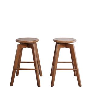 Tabouret de bar minimaliste moderne en bois massif marron, pivotant, pour cuisine, appartement, salle à manger, bar à domicile - Product Image 1