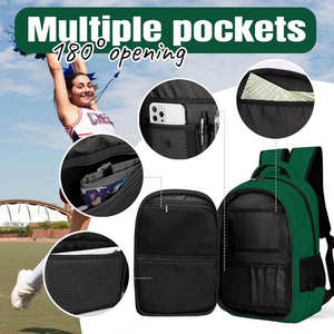 Cheer <b>Backpack</b> Green Black White Sublimation Print Front Logo <b>Children</b> Polyester Material Zipper Closure - Product Image 5