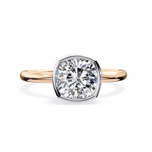 <b>Cushion</b> Cut Lab Grown Diamond Bezel Solitaire Ring Elegant Plain Shank Sustainable Jewelry for Engagement and Daily Luxury - Product Image 2