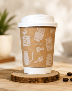 Biodegradable Kraft Paper Cups for <b>Coffee</b> Tea and Drinks with Matching Lids Wholesale - Product Image 2