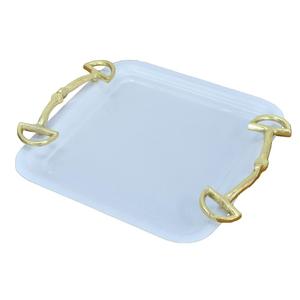 Breakfast <b>Serving</b> <b>Tray</b> With <b>Gold</b> Horse Bit Handles Metal <b>Trays</b> Restaurant Supplies Custom Color And Size Decorative <b>Trays</b> Latest - Product Image 1
