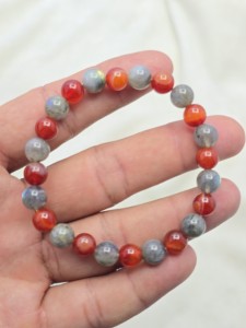 Pulsera de Cuentas Elásticas de Cristal Natural de Carnelianita Roja y Labradorita de Súper Calidad Tallada para Chakra Feng Shui, Ecológica - Product Image 3