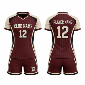 Maillot de volley-ball unisexe personnalisé MEGAMAPLE 100% polyester, imprimé par sublimation, respirant, couleur marron, noir, or, uniforme d'équipe adulte - Product Image 1