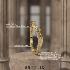 Elegant Wave Diamond Ring Curved Solid Gold Band Fluid Twist Design Slim Stackable Fine Jewelry Gift for Women - Product Image 2