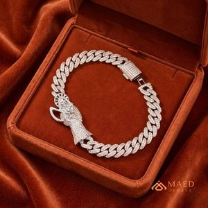 จี้รูปนักบุญชุบทองคำสีกุหลาบประดับโมอิสซาไนต์ พร้อมสร้อยข้อมือแบบ Cuban Link สุดหรู สไตล์ฮิปฮอป เครื่องประดับแฟชั่นสำหรับงานปาร์ตี้ ของขวัญพรีเมียม - Product Image 5
