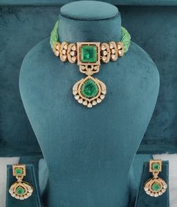 Ensemble collier et perles Polki Hydro en pierre doublette et moissanite de qualité supérieure, idéal pour les mariages, les soirées, les fiançailles, finition luxueuse. - Product Image 1