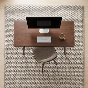 Alfombra de Lana Gruesa Tejida a Mano con Diseño de Guijarros - Gris Claro Sólido Beige, Antideslizante con Base de Lona de Algodón, Alfombra Moderna Minimalista para - Product Image 5