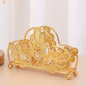 Multipurpose Metal Leaf Textured Tissue Holder Modern <b>Table</b> Napkin Organizer for Kitchen & Office - Product Image 6