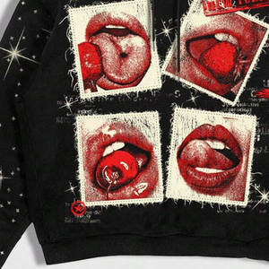 Sudadera con Capucha Personalizada de Alta Calidad para Hombre, con Estampado en la Boca, Forro Polar, Cordón Ajustable, Manga Larga, Hombros Caídos, Estilo Casual - Product Image 4