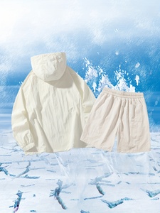 Ensemble veste à capuche et short blanc pour homme, tenue décontractée respirante pour l'été, couleur unie, tricot en polyester - Product Image 4