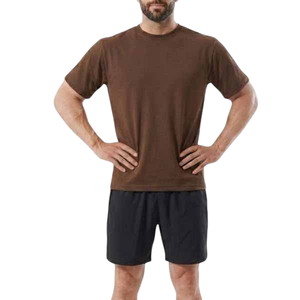 Men's Brown Cotton T-Shirt Short Sleeve O-Neck Regular Fit Casual Solid Color Jersey Knitted Custom <b>Design</b> Top Quality Men Shirt - Product Image 1