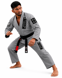 BJJ กิโมโนสำหรับผู้ชายผ้าฝ้าย100% ทอไข่มุกสีเทา450ก. ระบายอากาศได้ดีทนทานมีโลโก้และป้าย GSC สำหรับเล่นกีฬา - Product Image 5