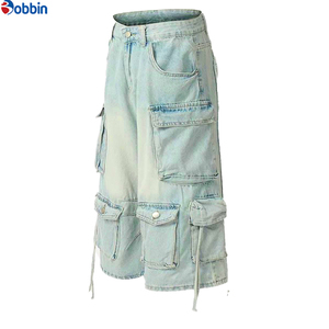 Overol de Mezclilla de Estilo Vintage para Mujer, Marca BOBBIN INDUSTRIES, Cintura Media, Corte Recto, 3/4, con Bolsillos Tipo Cargo, Ecológico y Transpirable - Product Image 1