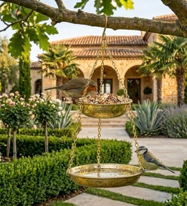 Bain d'oiseaux en laiton de haute qualité pour l'extérieur, autoportant, pour jardin, décoration extérieure, bain d'oiseaux, ornement de jardin pour l'alimentation des oiseaux - Product Image 5
