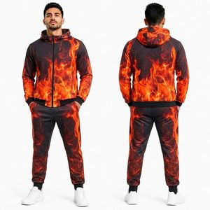 Red Geometric Print Mens Sublimation Tracksuits Durable Full <b>Zip</b> Sports Team Uniform Men Sublimation Tracksuits - Product Image 4