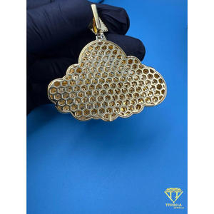 Colgante Personalizado Nube de Ensueño con Engaste de Rayo, Amuleto de Diamante Moissanita Estilo Hip Hop para Joyería Streetwear - Product Image 6