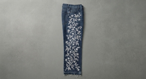 Jeans de Mezclilla para Mujer, Corte Recto, Cintura Media, con Estampado Floral y Bordado, Estilo Casual y Urbano - Product Image 2