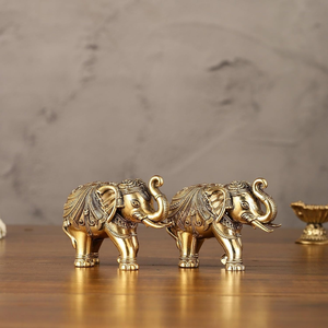 Figuras Decorativas de Elefantes de Latón Hechas a Mano, Estatuas de Elefantes de Metal para Decoración de Mesa de Oficina u Hogar, Regalo Tradicional - Product Image 5