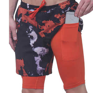 Pantalones Cortos Deportivos de Compresión Negros y Naranjas para Hombre, para Correr, Gimnasio, Entrenamiento - Product Image 4