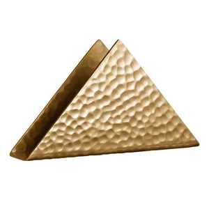 Metal Napkin <b>Holder</b> Triangle Hammered Gold Finish <b>Tissue</b> Organizer Modern Tabletop <b>Kitchen</b> Stand - Product Image 1