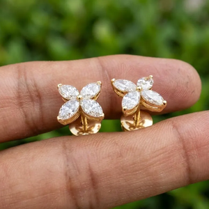 Pendientes de Diamantes de Laboratorio de Lujo E VVS2 VS1, 2CTW, Corte Marquesa, con Cierre de Rosca, Joyería de Aniversario - Product Image 4